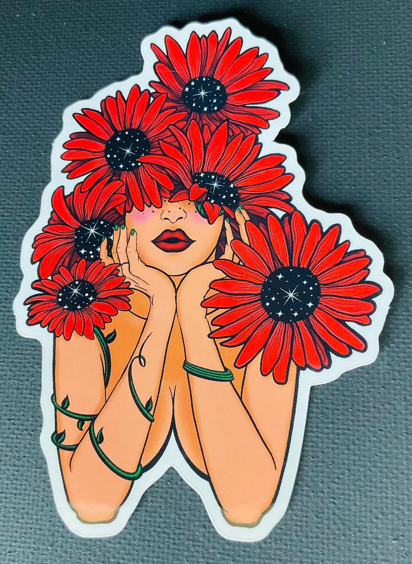 Red Daisy Sticker